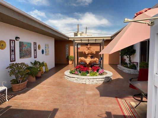 Family and resident patio area. Front entrance.