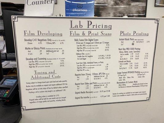 Lab Pricing January 2022