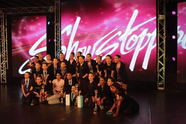 Dancers from Yoko's after an awards ceremony at Showstopper Dance Competition