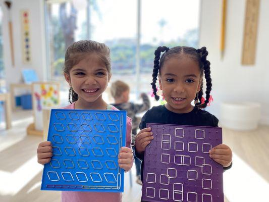 Using geoboards to create 2-D shapes