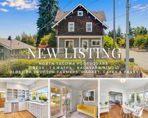 July 2021 Listing: North Tacoma Foursquare - Fir floors, an open staircase, and high ceilings in this home near the Proctor District.