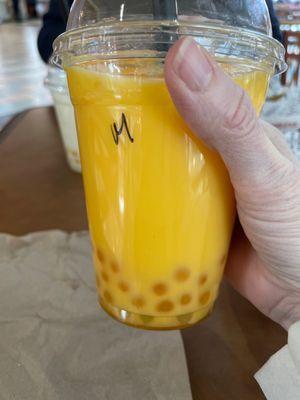 Mango Bubble tea with mango boba