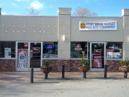 Front of the store prior to grand opening with temporary sign.