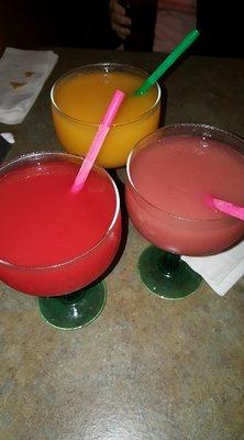 Strawberry, Mango, and Raspberry margaritas. Strawberry was the best