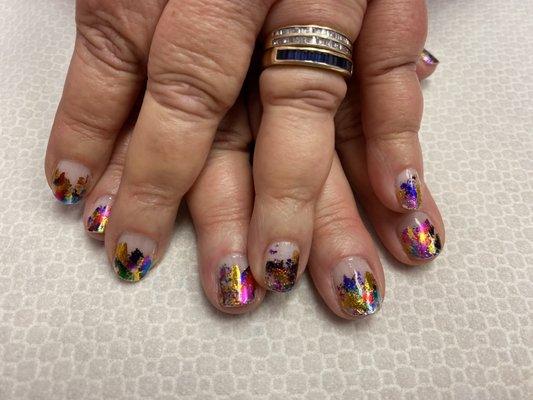 Multi-color foil over natural nail