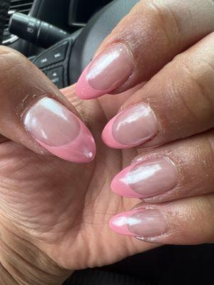 Pink French tips with chrome