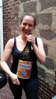 Wow! Some people can really hold their liquor (or beer)! This mega-bottle was part of an amazing tasting party at Beer Love