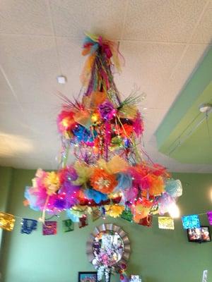 Fiesta chandelier ! Beautiful!! The vet and her friend made it!!