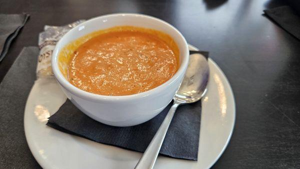 Roasted Red Pepper and gouda soup.