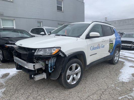 Columbia gas car, towed to M work for car paint repair.