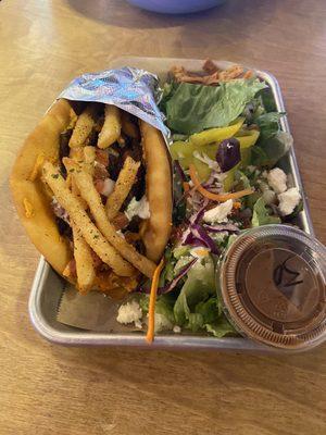 Gyro combo with Greek side salad