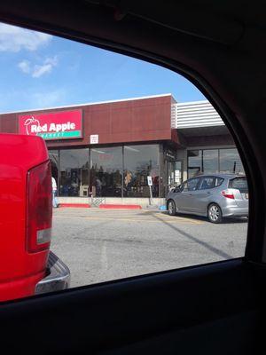 The front of the store. Some interesting people loitering by the doors....