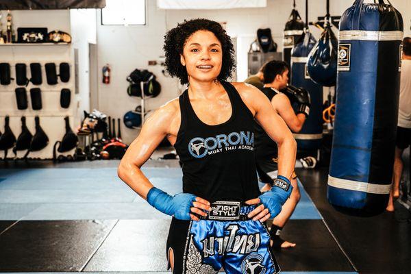 Jaime Beatty at Corona Muay Thai Academy preparing for her next fight.