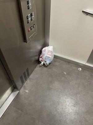 trash in the elevators.