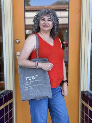 Loving the new twist tote. Limited supply.