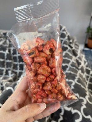 Flaming hot puffy corn nuts (baked)