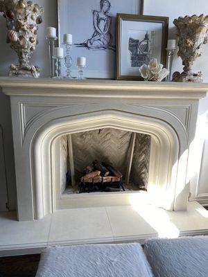 The Windsor style Mantel
 
 Cast Stone Mantel