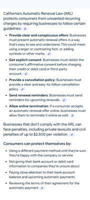 Description of California automatic renewal law!