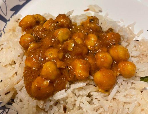 Chana Masala (chickpeas); kids' personal favorite!