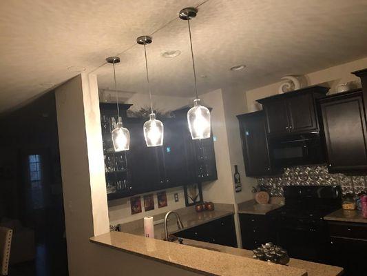 Newly installed Pendant lights without existing wiring