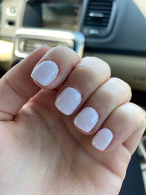 Cut cuticles and get top coat on SNS