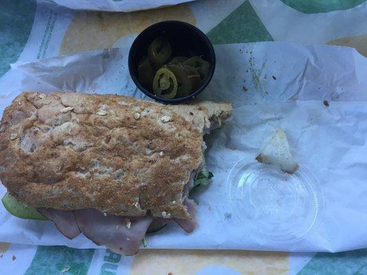 Subway one of my favorite places. Today my lettuce not so fresh. :(    Sometimes bread,  Tomatoes or other vegetables not as expected.   :(