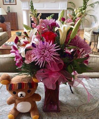 Mother's Day bouquet around $65 list price, 85 all-in (fees, delivery); so worth it