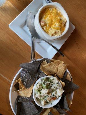 Lobster Mac n cheese and Peruvian ceviche