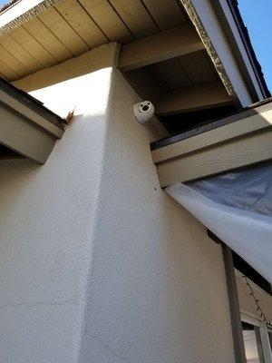 New IP 4 mega pixel dome camera installed in a home.  All custom work with no exposed wires.