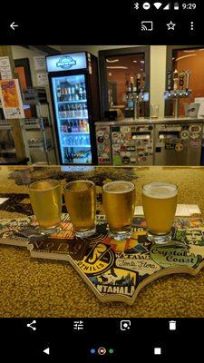 Flight of kolshes and the crystal coast blonde and pilsner, all great