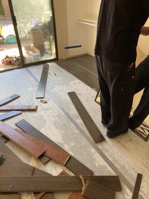 Flooring and baseboards getting removed after our home flooded