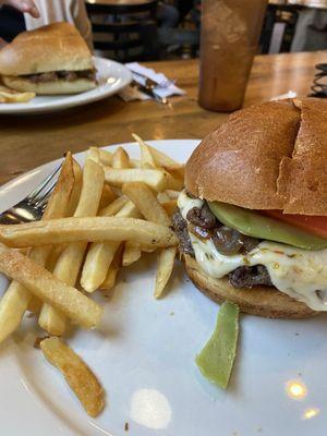 Avocado on a huge hamburger and bun