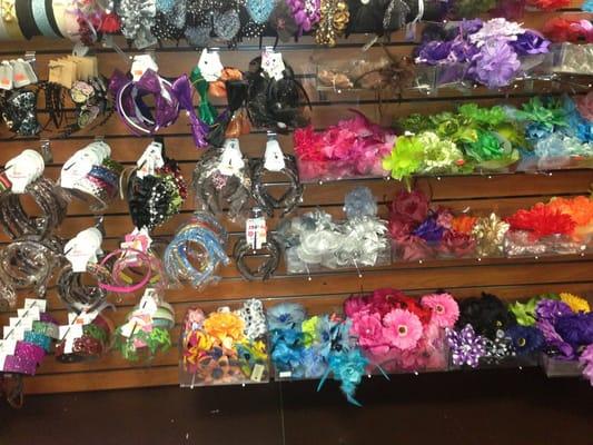 Decent variety of hair bands and cheap barrettes are $1 each.