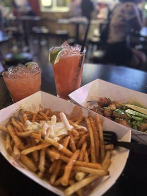 Thai chili wings and buffalo fries.