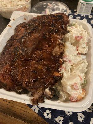 baby back ribs + potato salad