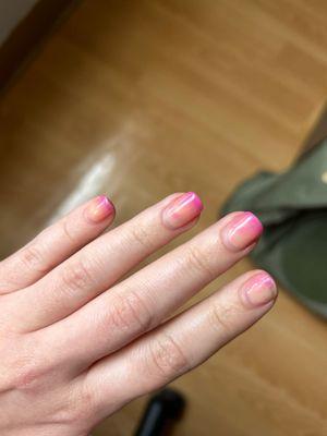 Supposed to be pink gel nails.