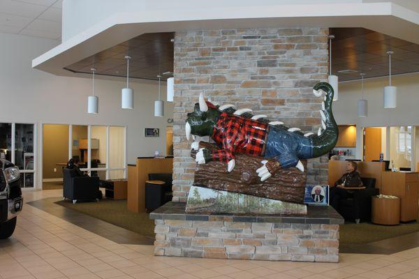 The famous "Hodag" overlooks the Rhinelander Toyota Guest Lounge.