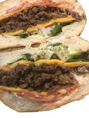 Chopped cheese roll lettuce and tomato sandwich