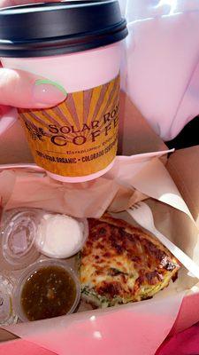 Vegetarian quiche & Filbert Mocha (I believe that's what it was called! Caramel, hazelnut & mocha latte), YUM!!