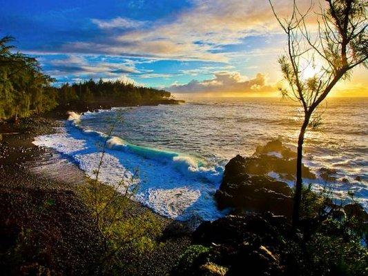 Kehena black sand  across the street just 150 ft away!