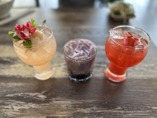 Lychee tea, Ube Coffee and lunar new year tea