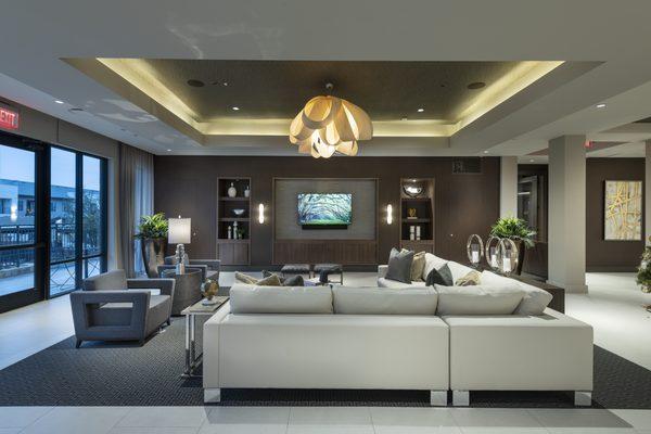 Resident clubhouse with Smart TV lounge and billiards