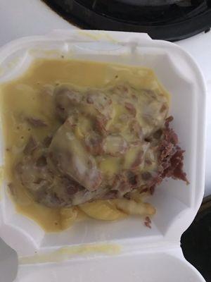 Corned beef and cheese fries.