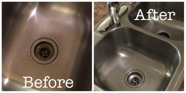 Before and After Our Service! We have a special technique to bring life back to stainless steel!