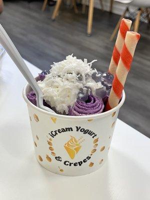 Ube rolled ice cream