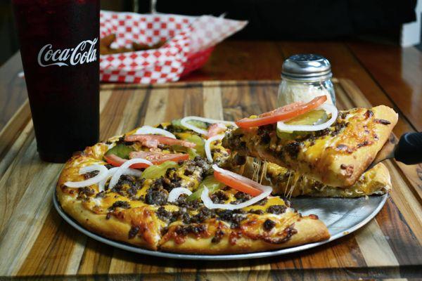 The RiverHawk Cheeseburger Pizza!