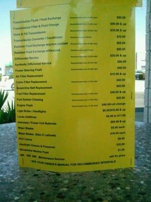 Menu of Prices