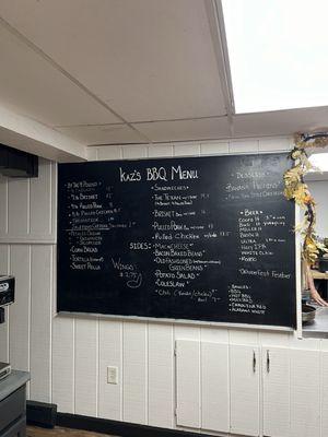 This is the menu on the wall when you order.