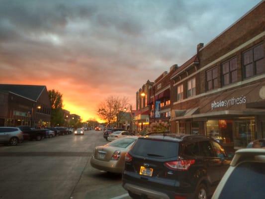 downtown Ames at sunset