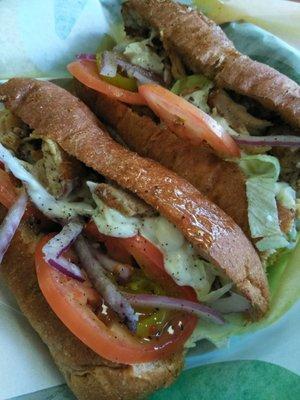 Sweet onion chicken teriyaki on 9-grain wheat bread.